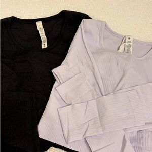 Lululemon Ebb to Street Long Sleeve (Black & Purple)